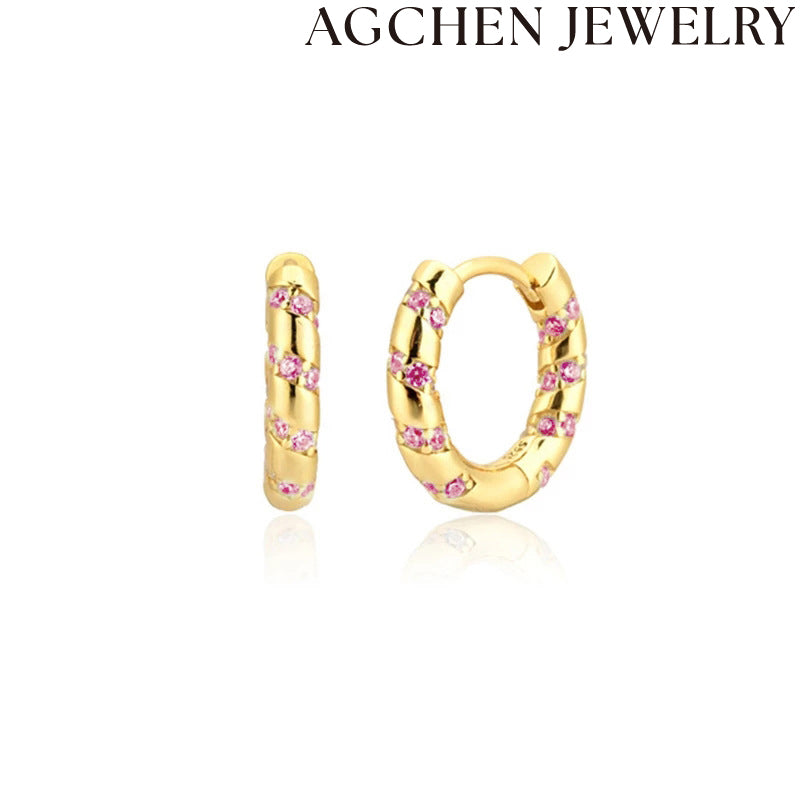 AG Twisted Spiral Earrings with Zirconia
