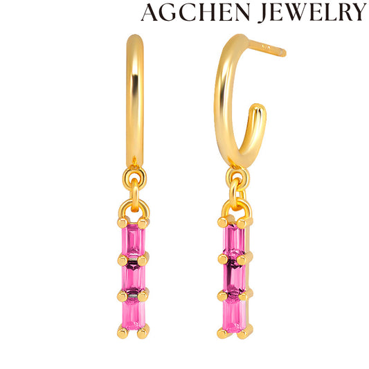 AG Lumaj Rektangulaj Zirkonaj Orelornamaĵoj