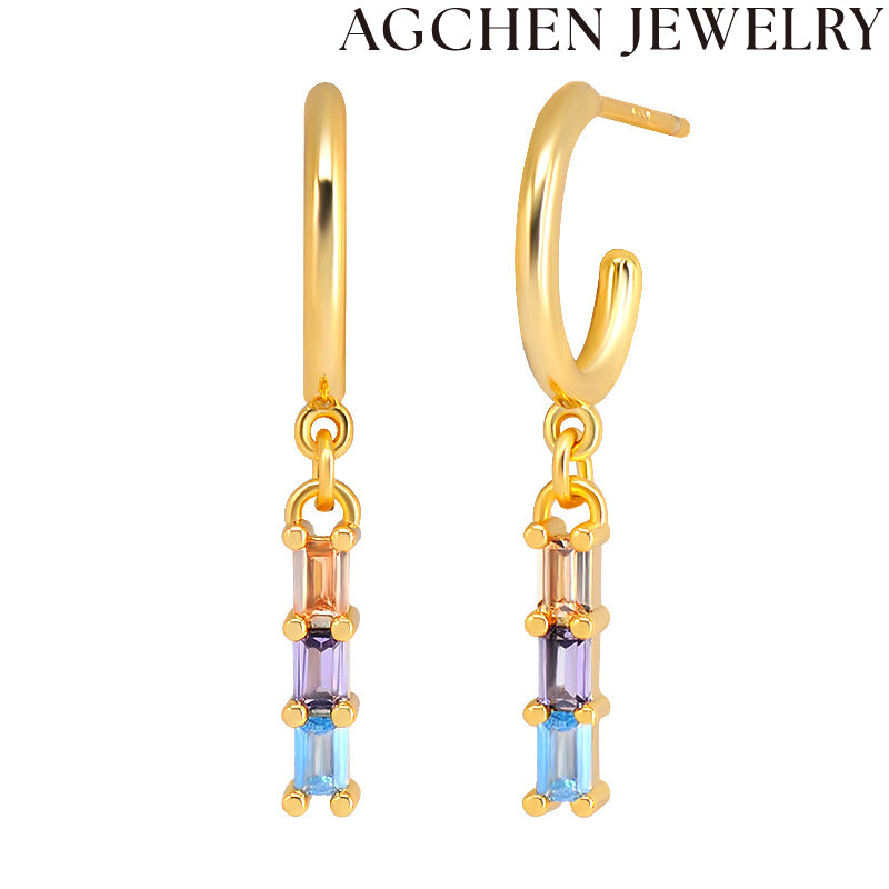 AG Light Rectangle Zirconia Earrings