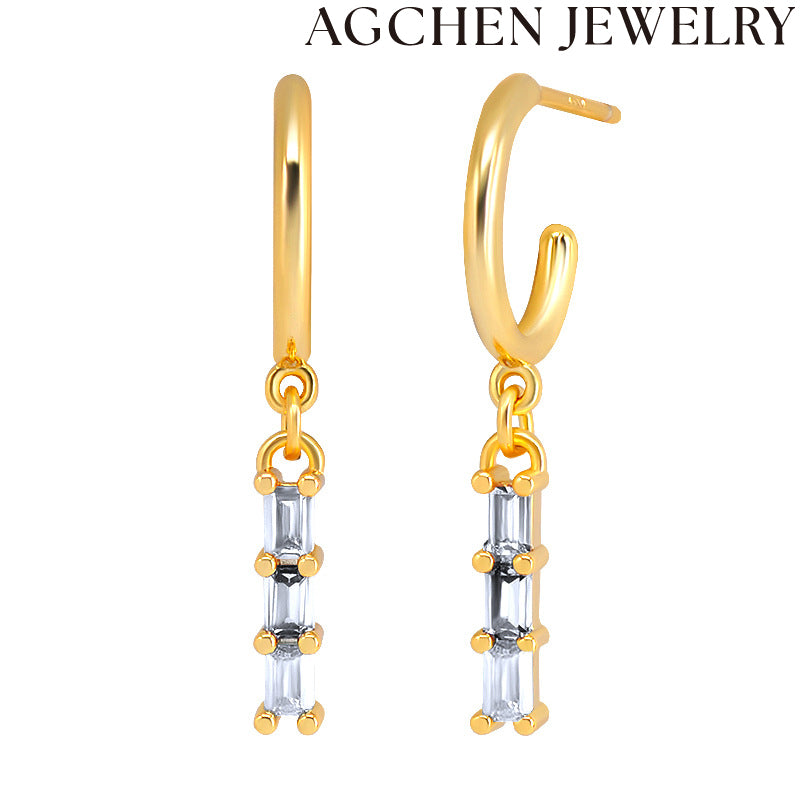AG Light Rectangle Zirconia Earrings