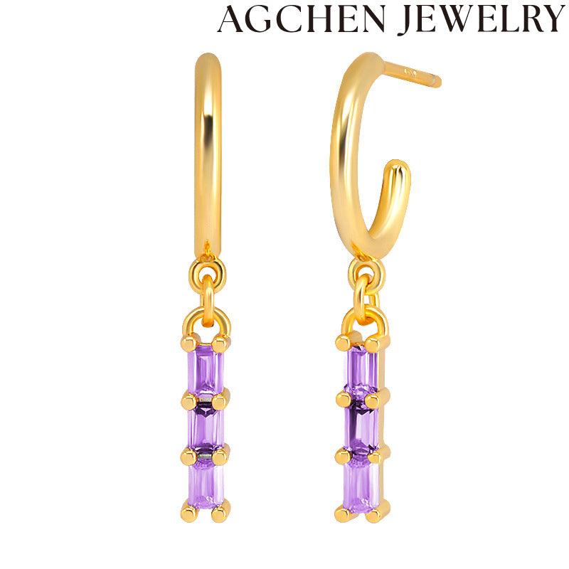 AG Light Rectangle Zirconia Earrings