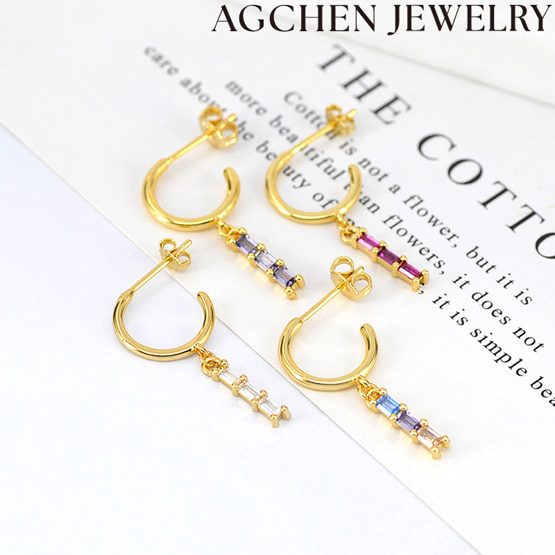 AG Light Rectangle Zirconia Earrings