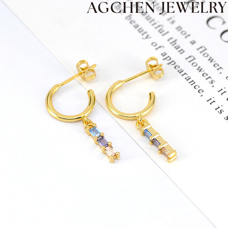 AG Light Rectangle Zirconia Earrings