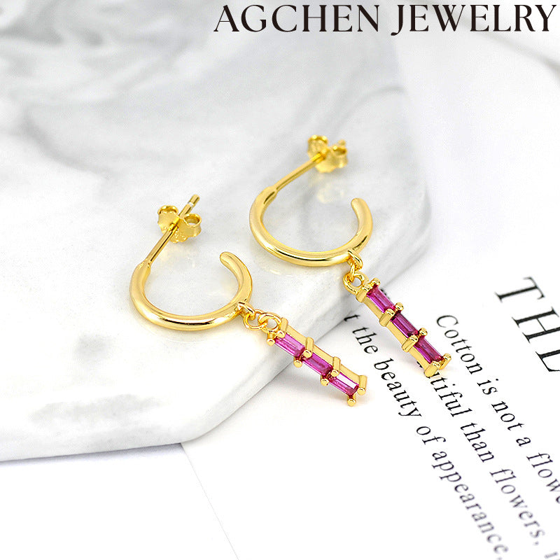 AG Light Rectangle Zirconia Earrings