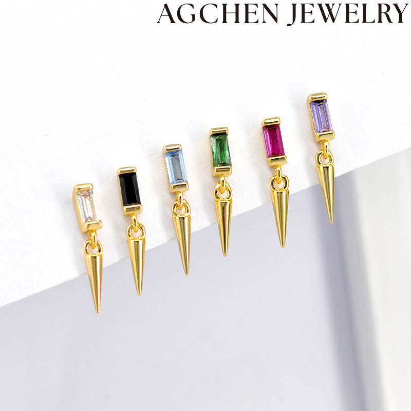AG Conical Zirconia Earrings