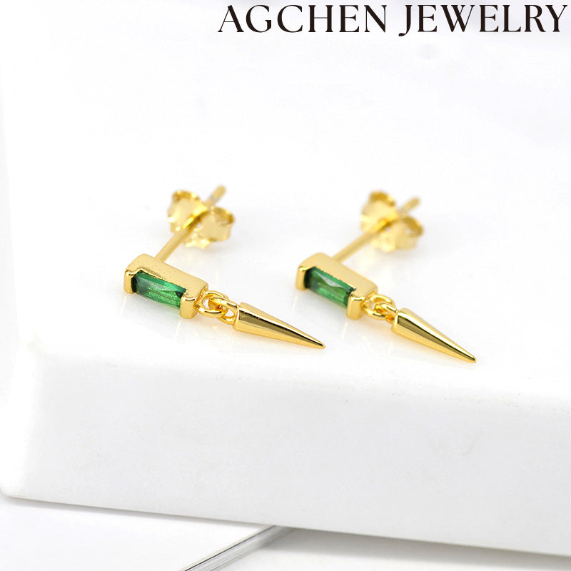 AG Conical Zirconia Earrings