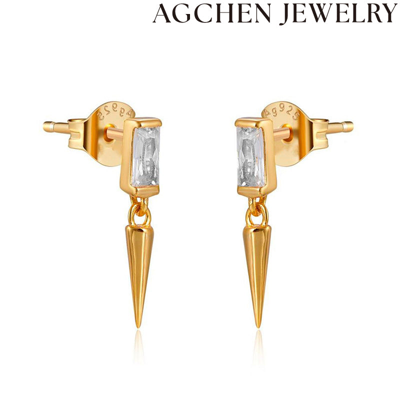 AG Conical Zirconia Earrings