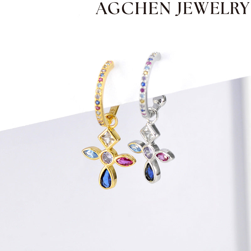 AG Colorful Flower Zirconia Earrings