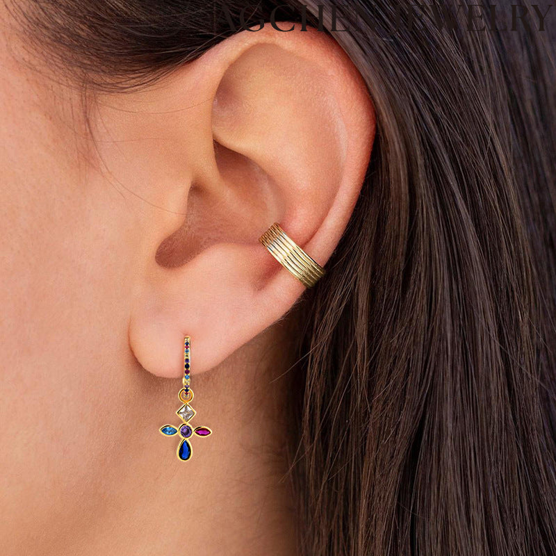 AG Colorful Flower Zirconia Earrings