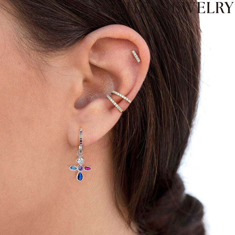 AG Colorful Flower Zirconia Earrings