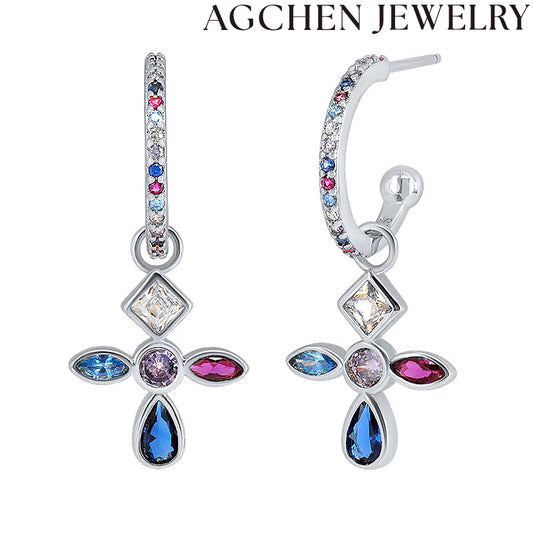 AG Colorful Flower Zirconia Earrings