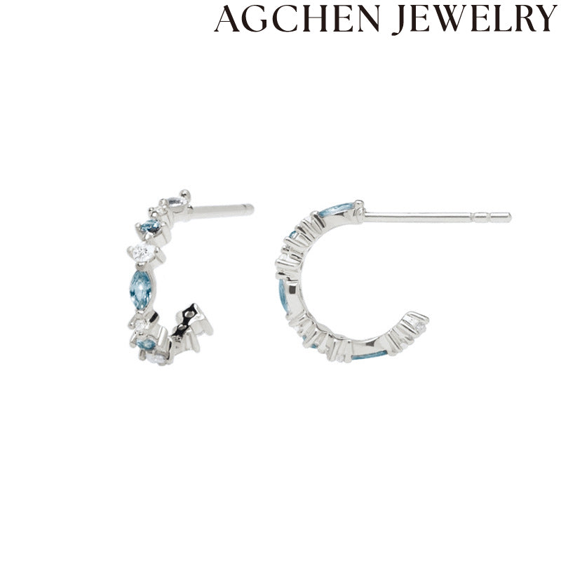 AG Light Zirconia C-Shaped Earrings
