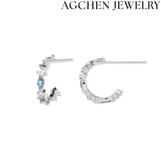 AG Lumaj Zirkoniaj C-Formaj Orelornamaĵoj