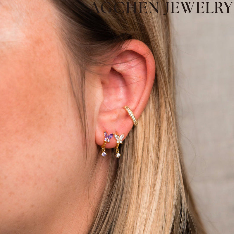 AG Butterfly Zirconia Drop Earrings