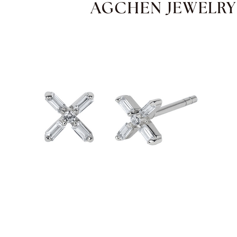 AG White Flower Zirconia Earrings