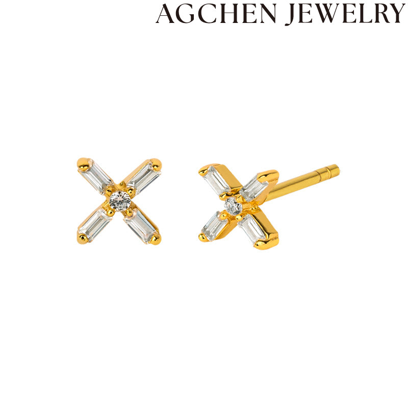 AG White Flower Zirconia Earrings