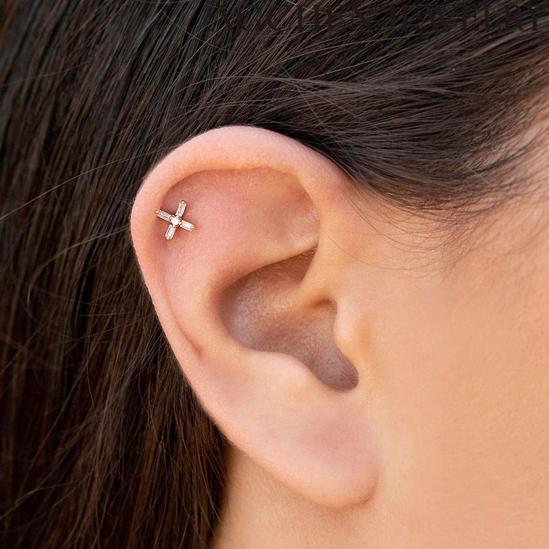 AG White Flower Zirconia Earrings