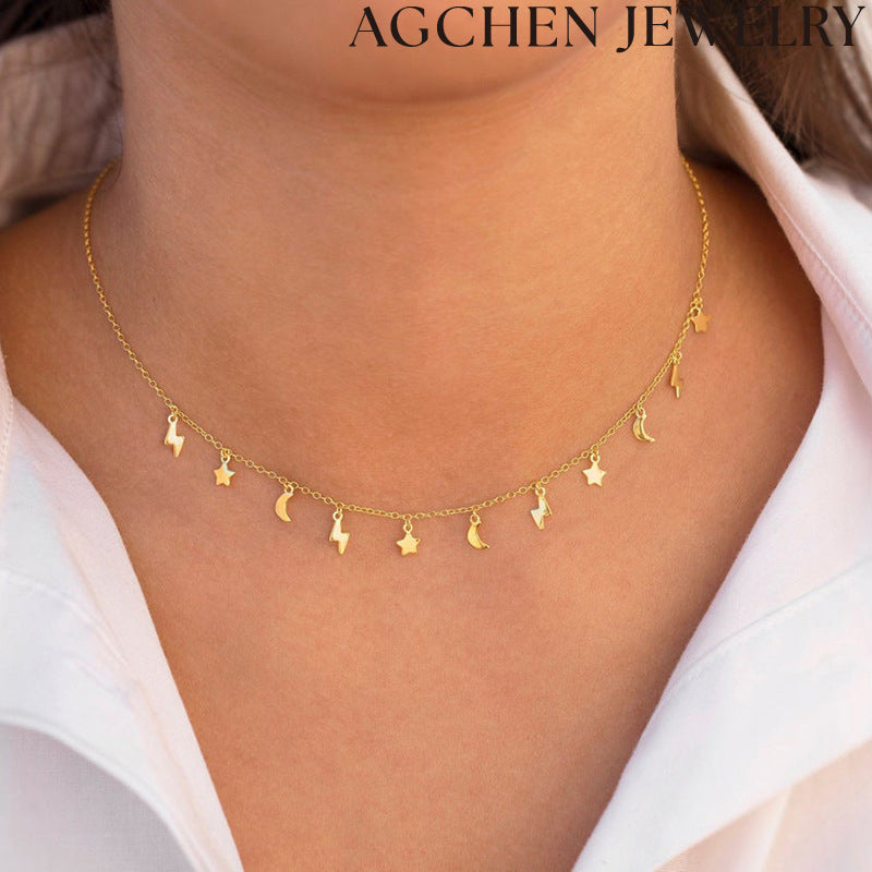 AG Star Moon Lightning Necklace