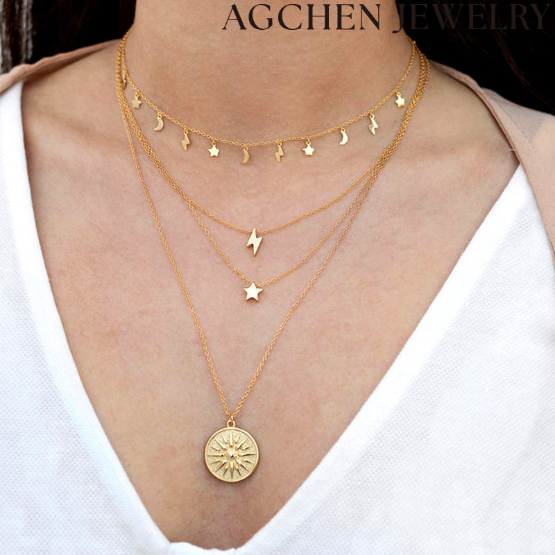 AG Star Moon Lightning Necklace