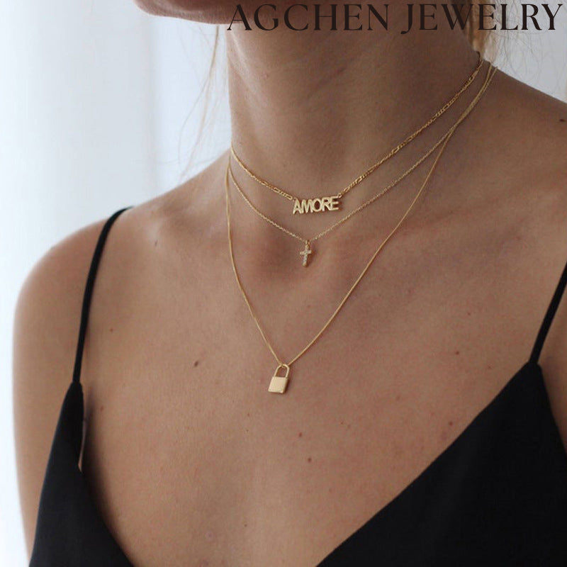 AG Minimalist Zircon Cross Necklace