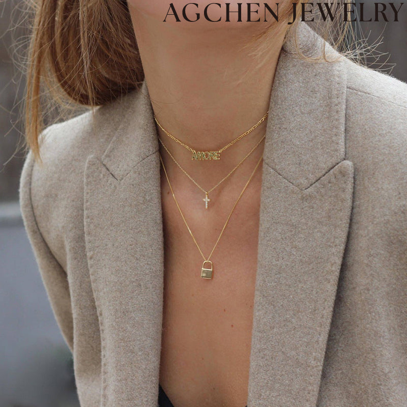 AG Minimalist Zircon Cross Necklace