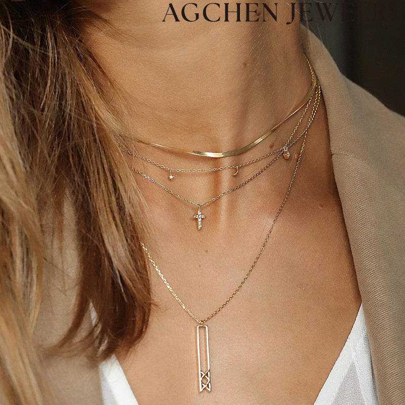 AG Minimalist Zircon Cross Necklace
