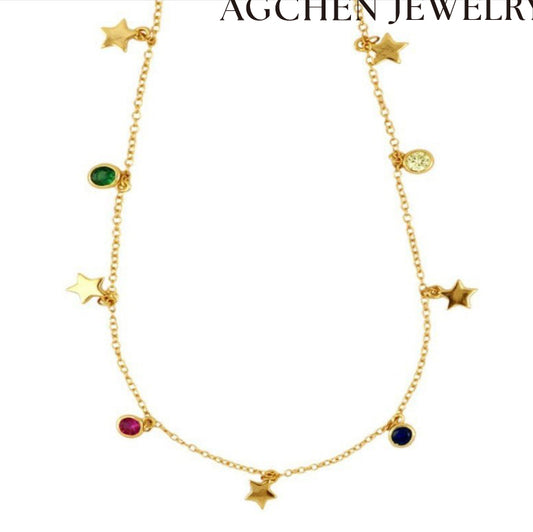 AG Multi-Color Zircon Star Necklace