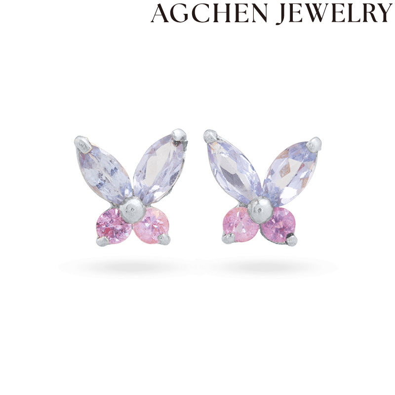 AG Light Butterfly Zirconia Earrings