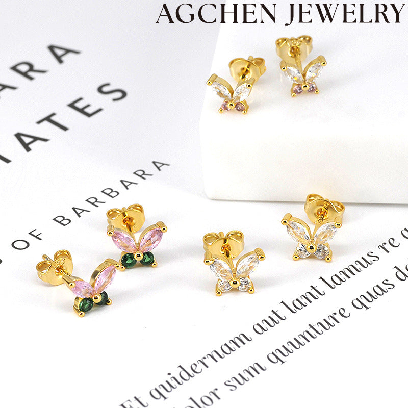 AG Light Butterfly Zirconia Earrings