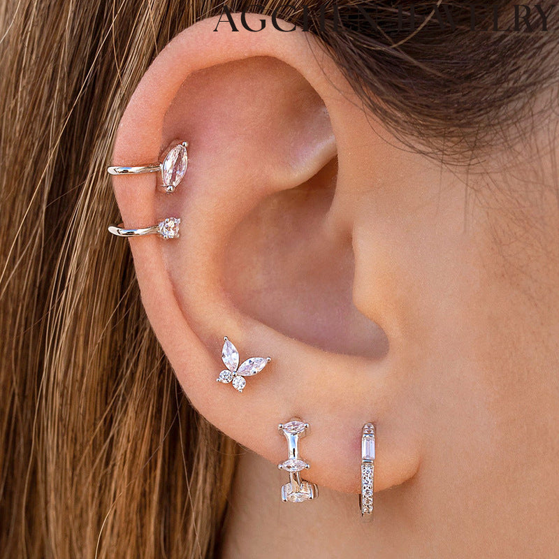 AG Light Butterfly Zirconia Earrings