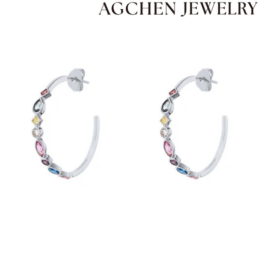 AG Korformaj Multkoloraj Zirkonaj Orelornamaĵoj