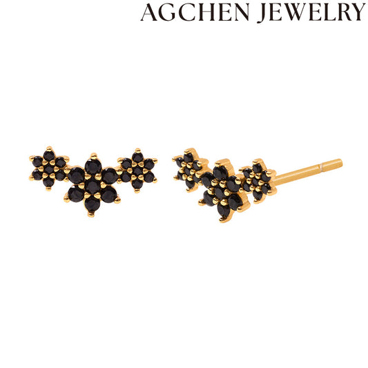 AG Neĝeraj Zirkonaj Stud Orelornamaĵoj