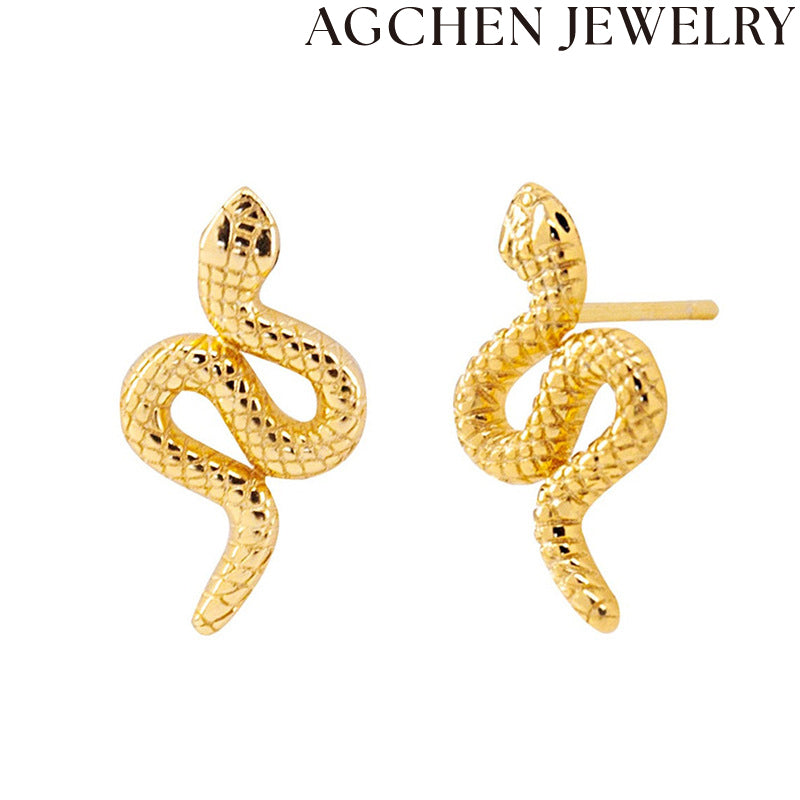 AG Black Eye Snake Stud Earrings