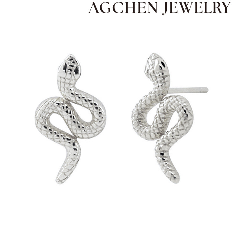 AG Black Eye Snake Stud Earrings