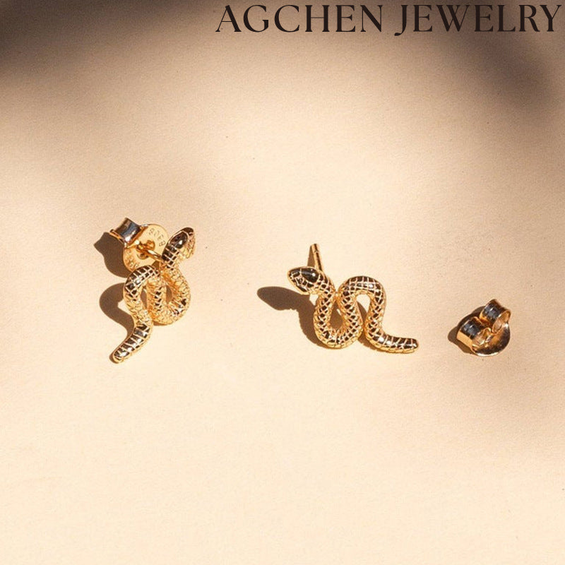 AG Black Eye Snake Stud Earrings