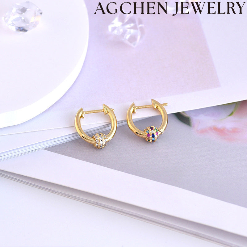AG Colorful Sphere Zirconia Earrings