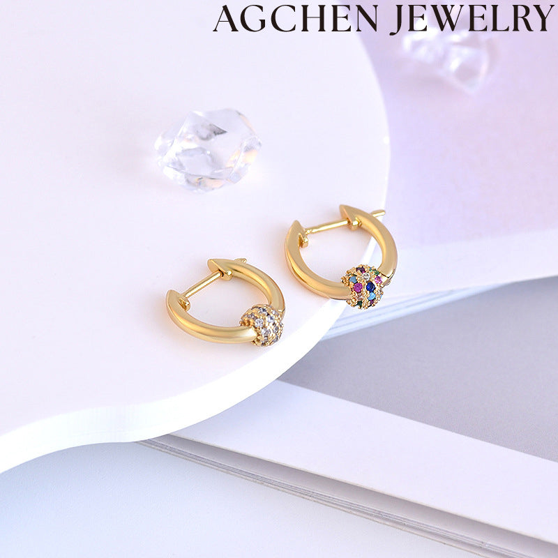 AG Colorful Sphere Zirconia Earrings