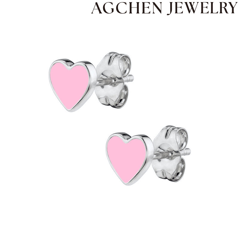 AG Light Pink Heart Stud Earrings