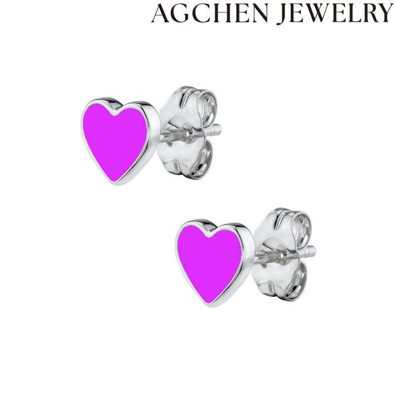 AG Light Pink Heart Stud Earrings