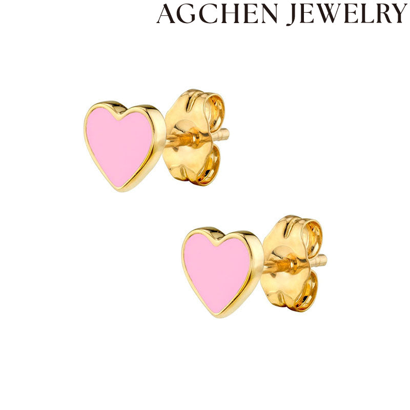 AG Light Pink Heart Stud Earrings