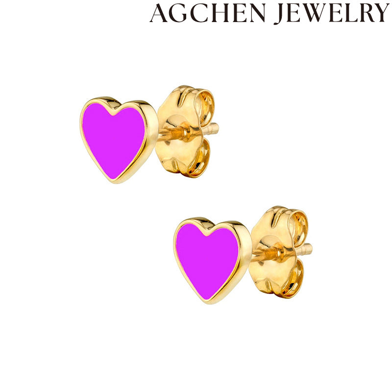 AG Light Pink Heart Stud Earrings