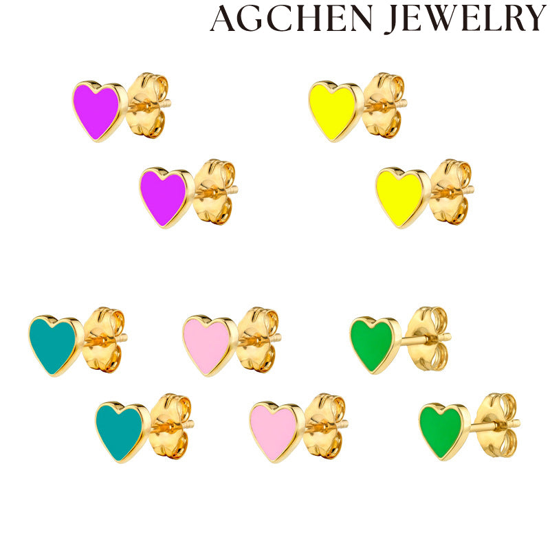 AG Light Pink Heart Stud Earrings
