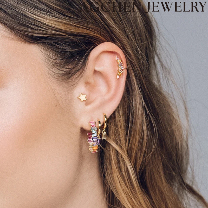 AG Irregular Zirconia Drop Earrings