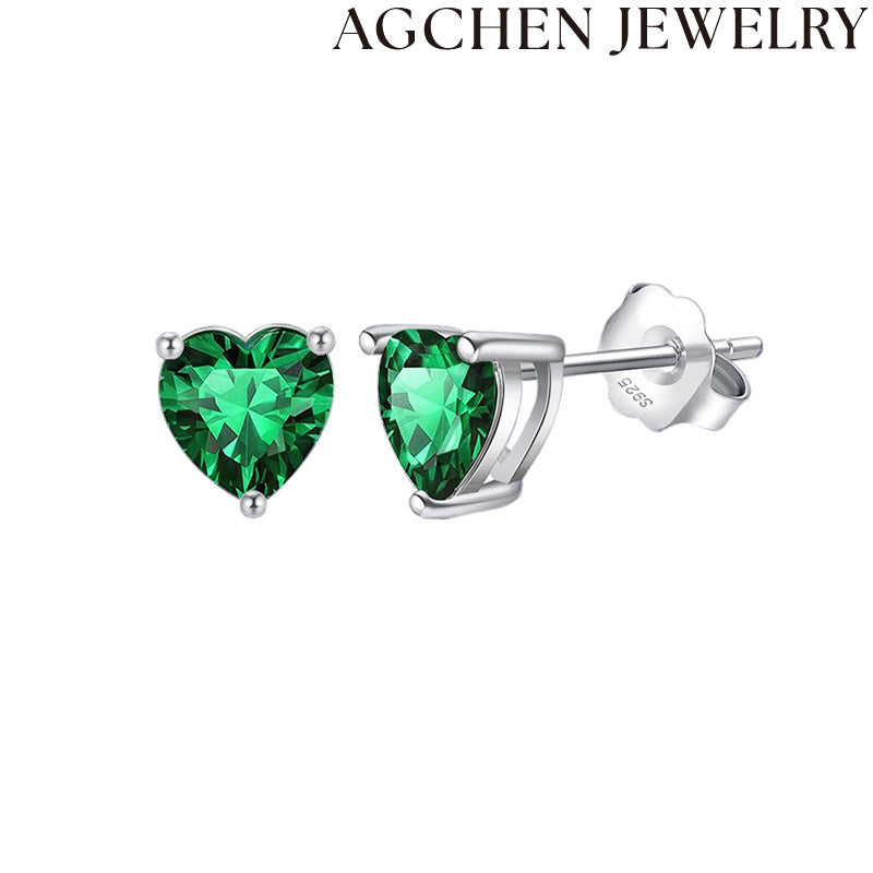 AG Multicolor Heart Zircon Earrings