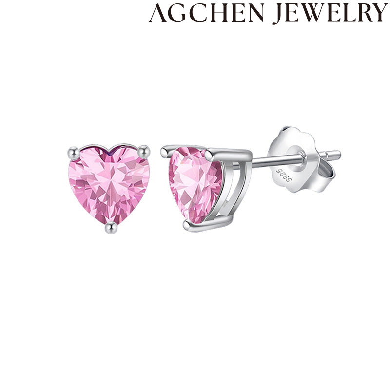 AG Multicolor Heart Zircon Earrings
