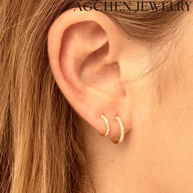 AG Double Loop Zirconia Earrings