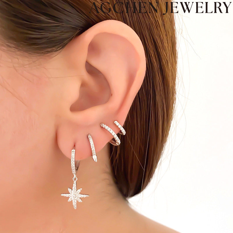 AG Double Loop Zirconia Earrings