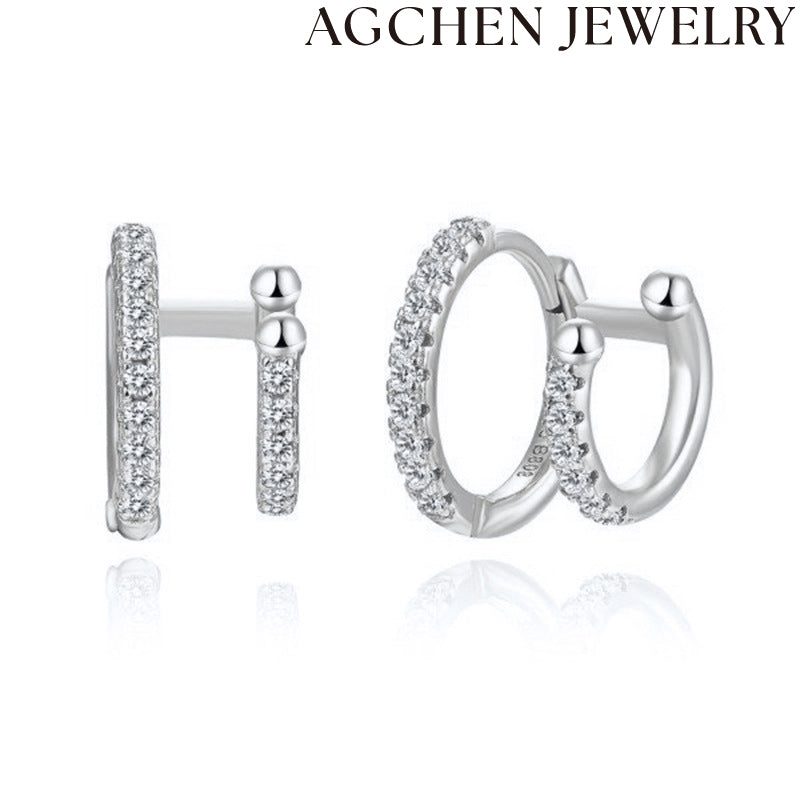 AG Double Loop Zirconia Earrings