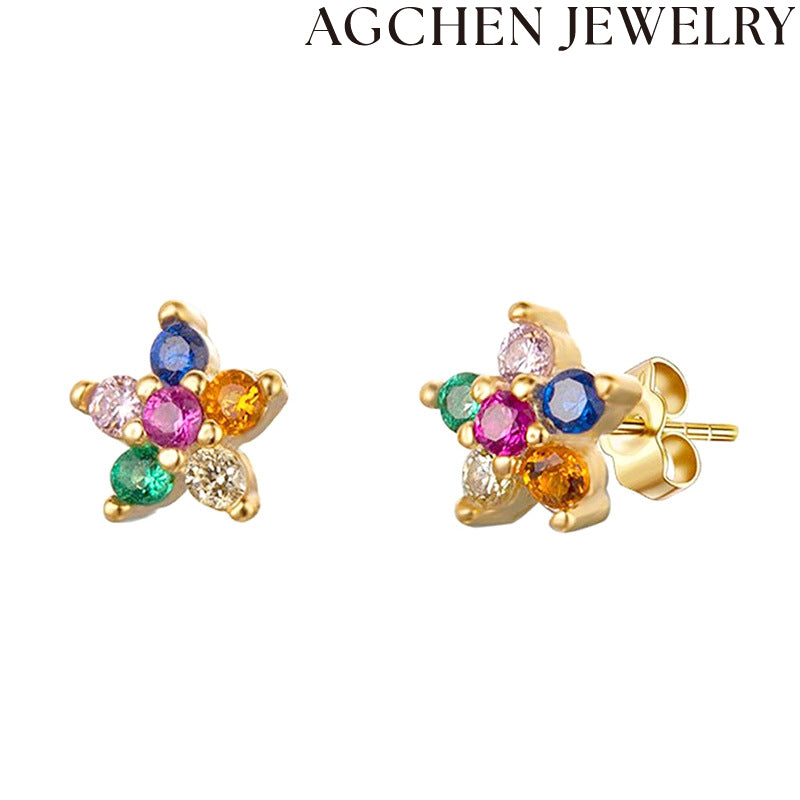 AG Colorful Star Stud Earrings