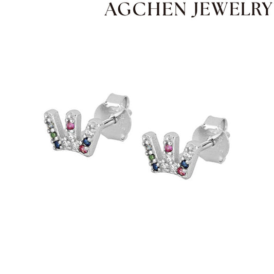 AG Colorful Crown Stud Earrings